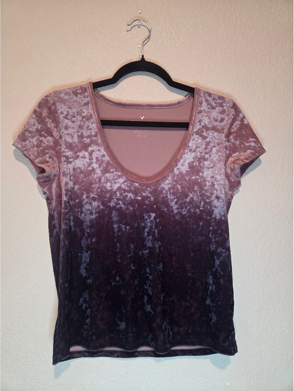 American Eagle Velvet Ombre Short Sleeve Top, Size Medium